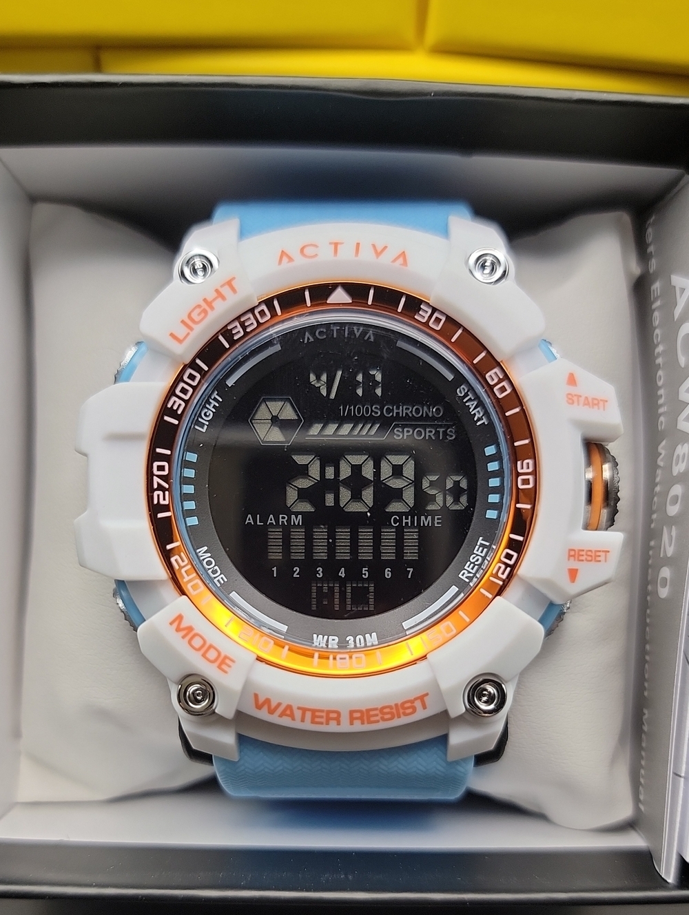 NWT⌚️Activa X Invicta Mens 56mm Digital Essentials Watch Light Blue ACW8020-008